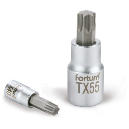 bitdugófej, torx, 1/2", 61CrV5/S2, mattkróm; TX50, 55mm FORTUM