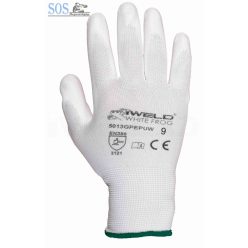 White Frog PU mártott védőkesztyű, fehér, 9-es