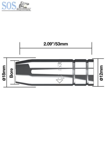 Szűkülő-kúpalakú gázterelő O 11 mm 180A (5db/cs)