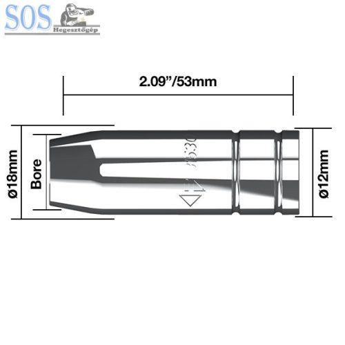 Szűkülő-kúpalakú gázterelő O 11 mm 180A (5db/cs)