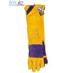   Panther Pro hegesztőkesztyű, tripla kevlár, marhabőr, sárga/lila, 480mm hosszú (10 db/cs)