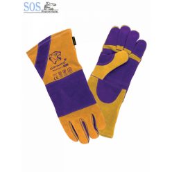   Panther-Pro MIG hegesztőkesztyű, extra hosszú-erős, marhabőr, 10-es, sárga/lila (10db/cs)