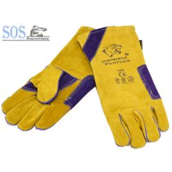   Panther-Pro MIG hegesztőkesztyű, extra hosszú-erős, marhabőr, 10-es, sárga/lila (10db/cs)