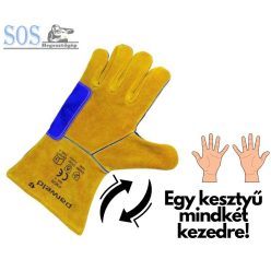   Panther MIG hegesztőkesztyű, megfordítható, marhabőr, 11-es, sárga/lila (jobbkezes és balkezes)