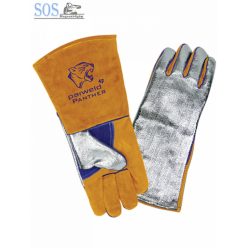   Panther ALU hátlapos MIG kesztyű, hosszú, erősített, marhabőr, sárga/lila (10 db/cs)