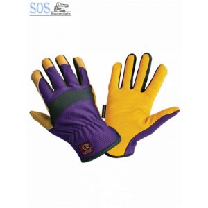 Panther sofőrkesztyű, légátersztő elasztikus kézhát, borjúbőr, 10-es, sárga/lila/fekete (10db/cs)